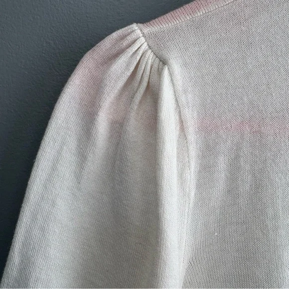 Lauren Ralph Lauren Ivory Cardigan Short Sleeve Button Light Sweater Size M - Picture 6 of 7